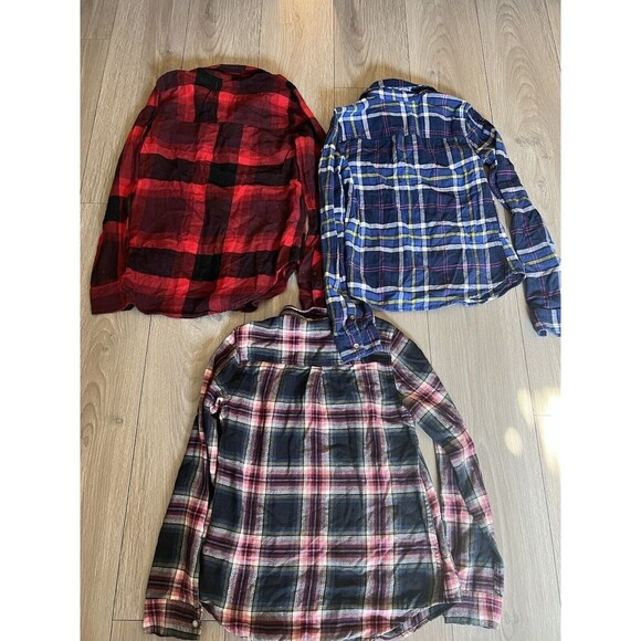 Lot of 3 Abercrombie kids Flannel Shirt Button Down Pocket Plaid SZ 13/14-small - Picture 7 of 7